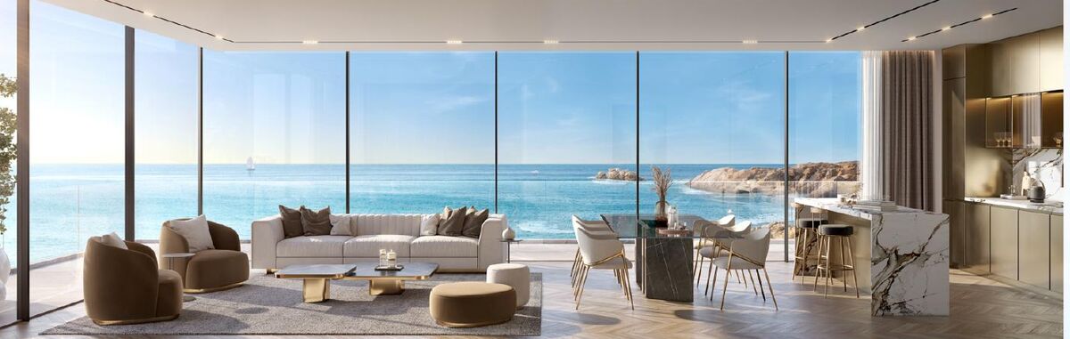 Developer's rendering: A sea-view suite living room